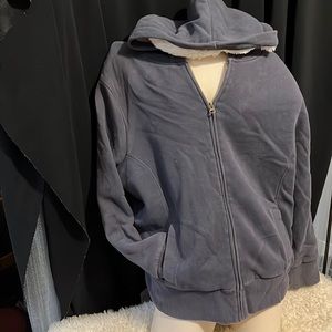 Faux fur lined hoodie.